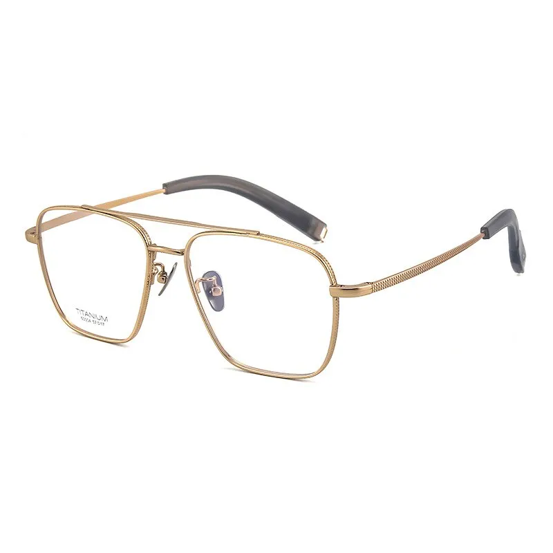 Hdcrafter Men's Full Rim Big Square Double Bridge Titanium Eyeglasses 500041