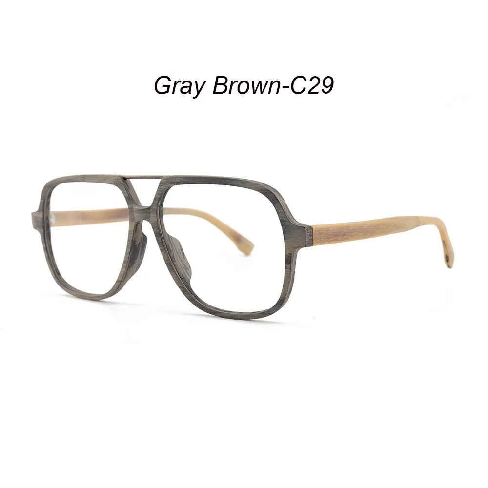 Hdcrafter Men's Full Rim Oversized Square Double Bridge Wood Alloy Eyeglasses