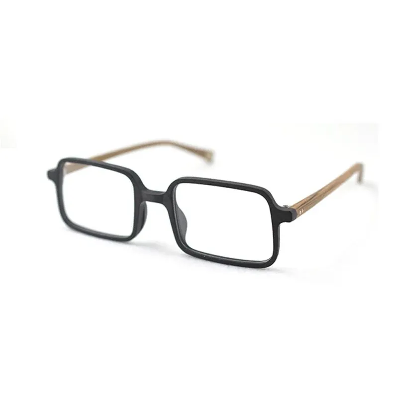 Hdcrafter Men's Full Rim Square Acetate Wood Eyeglasses 2095