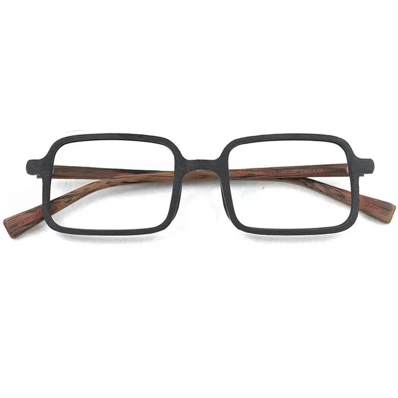 Hdcrafter Men's Full Rim Square Acetate Wood Eyeglasses 2095