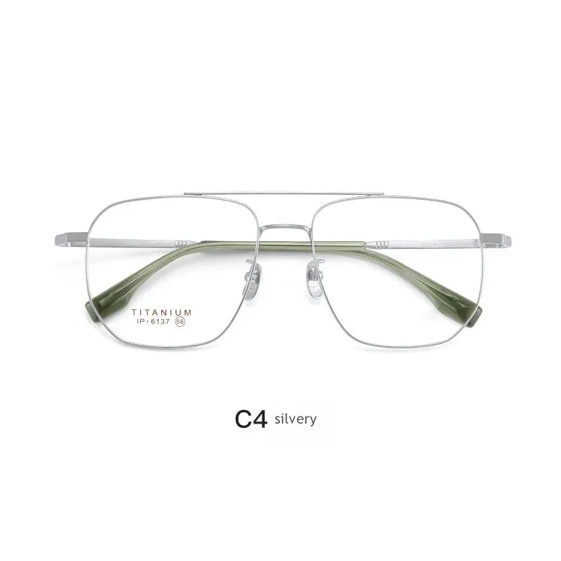 Hdcrafter Men's Full Rim Square Double Bridge Titanium Eyeglasses 6137