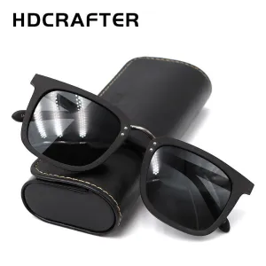 Hdcrafter Men's Full Rim Square Frame Polarized Wood Sunglasses Ps70851