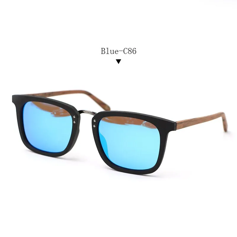 Hdcrafter Men's Full Rim Square Frame Polarized Wood Sunglasses Ps70851