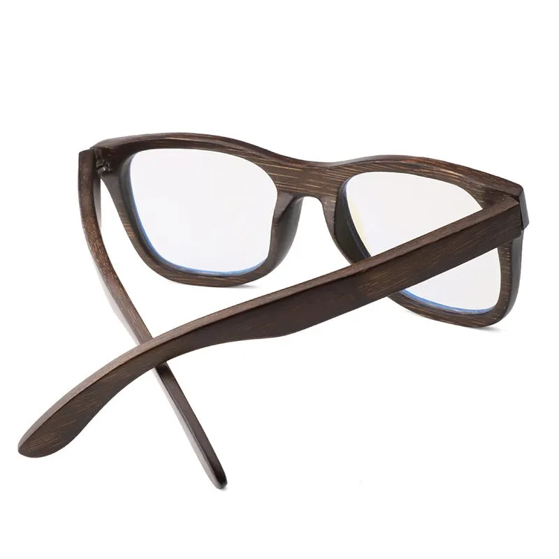 Hdcrafter Men's Full Rim Square Wood Eyeglasses 5677