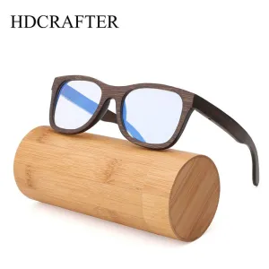 Hdcrafter Men's Full Rim Square Wood Eyeglasses 5677