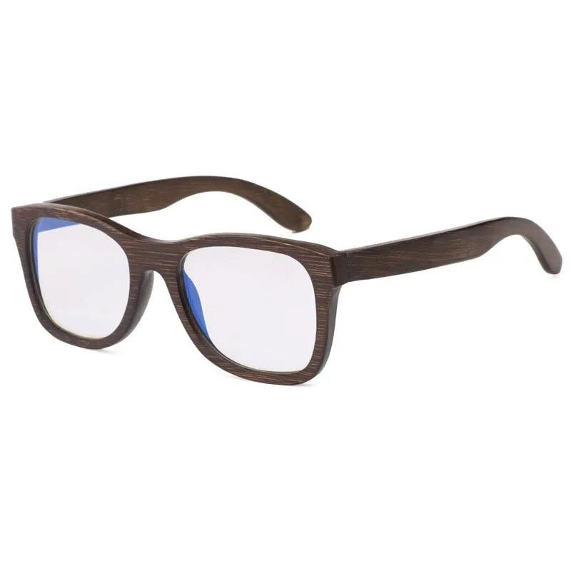 Hdcrafter Men's Full Rim Square Wood Eyeglasses 5677