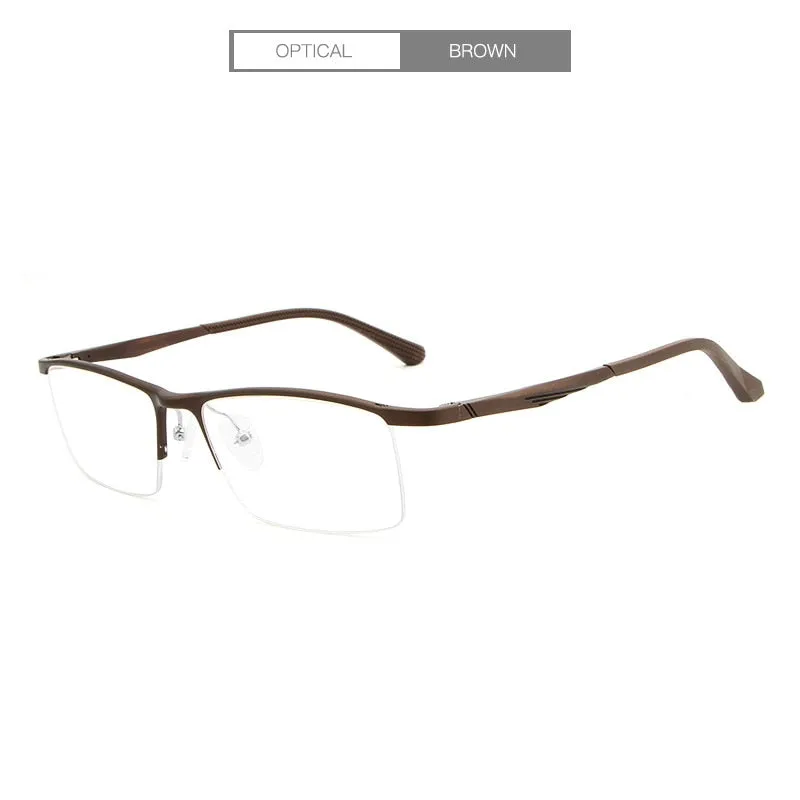 Hdcrafter Men's Semi Rim Rectangle Alloy Frame Eyeglasses Lp6236