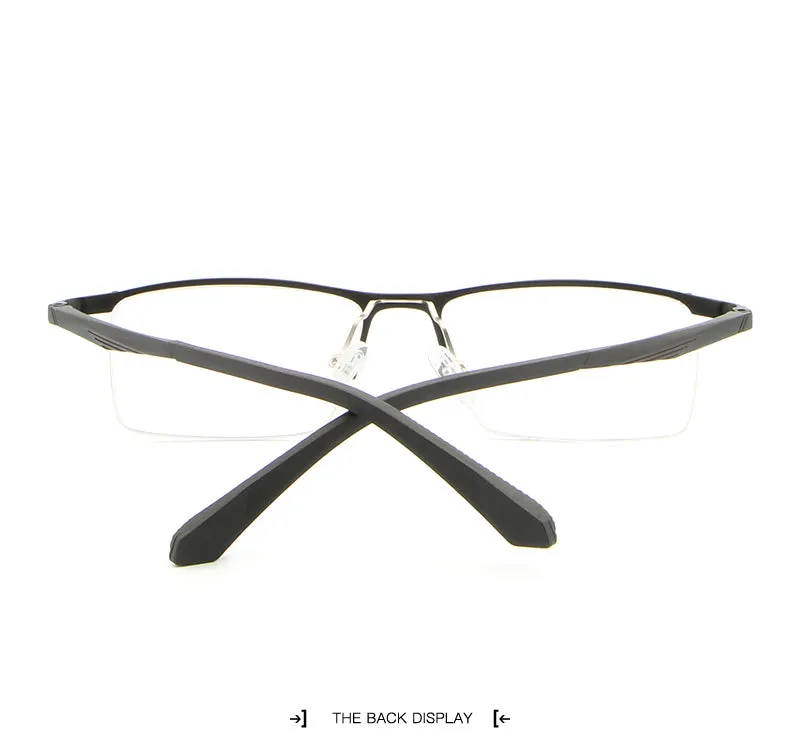 Hdcrafter Men's Semi Rim Rectangle Alloy Frame Eyeglasses Lp6236