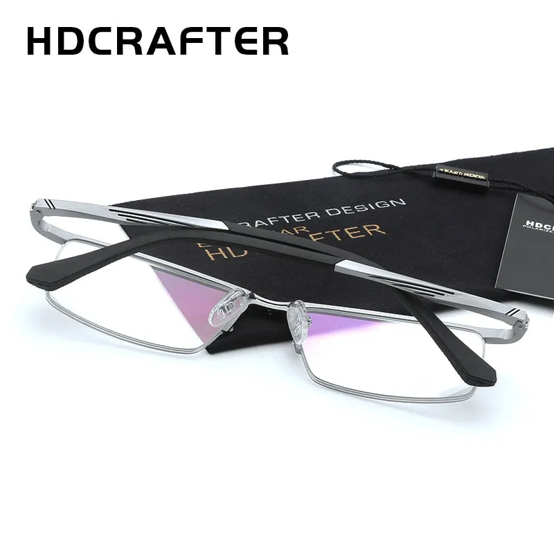 Hdcrafter Men's Semi Rim Rectangle Alloy Frame Eyeglasses Lp6236