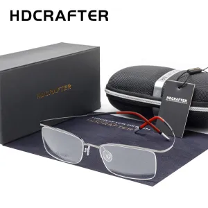 Hdcrafter Unisex Eyeglasses Rectangle Titanium Semi Rim 9256