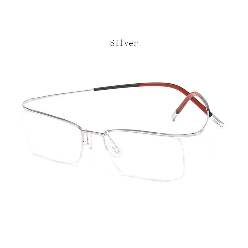 Hdcrafter Unisex Eyeglasses Rectangle Titanium Semi Rim 9256