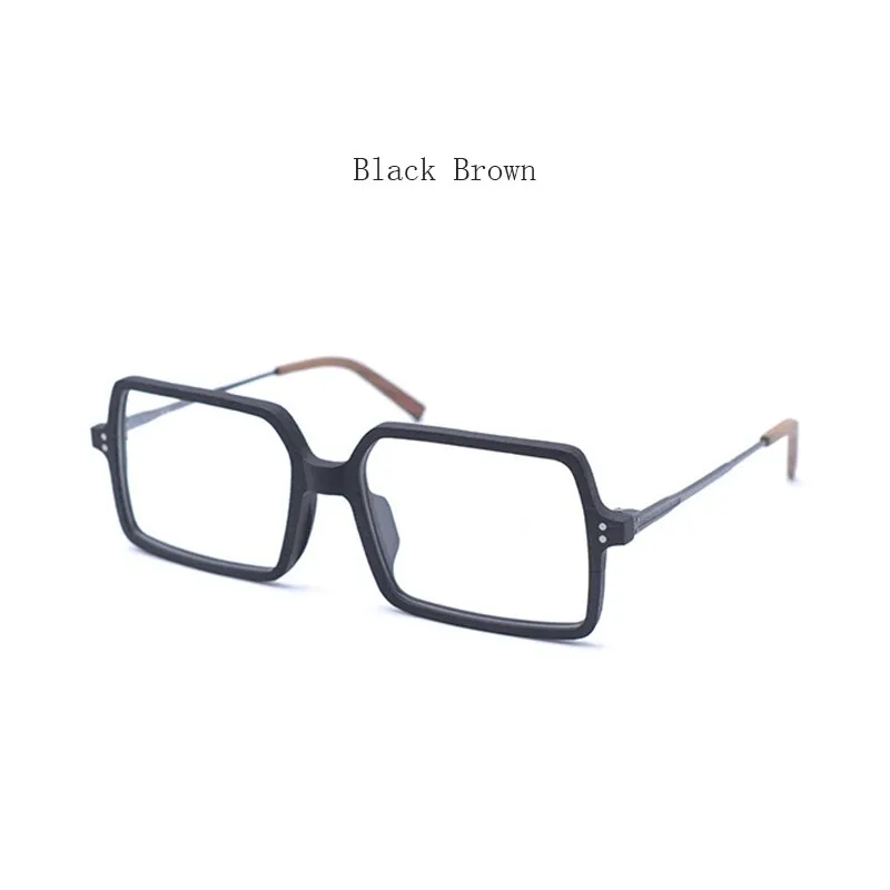 Hdcrafter Unisex Full Rim Oversized Square Wood Frame Eyeglasses Ft8890