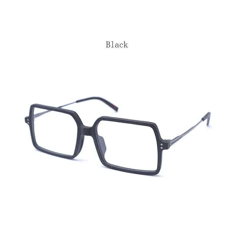 Hdcrafter Unisex Full Rim Oversized Square Wood Frame Eyeglasses Ft8890