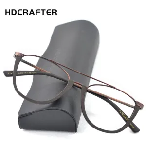 Hdcrafter Unisex Full Rim Round Metal Wood Double Bridge Frame Eyeglasses Ps5051