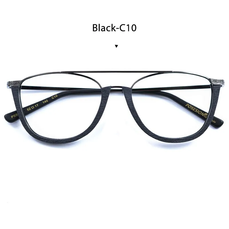 Hdcrafter Unisex Full Rim Round Metal Wood Double Bridge Frame Eyeglasses Ps5051