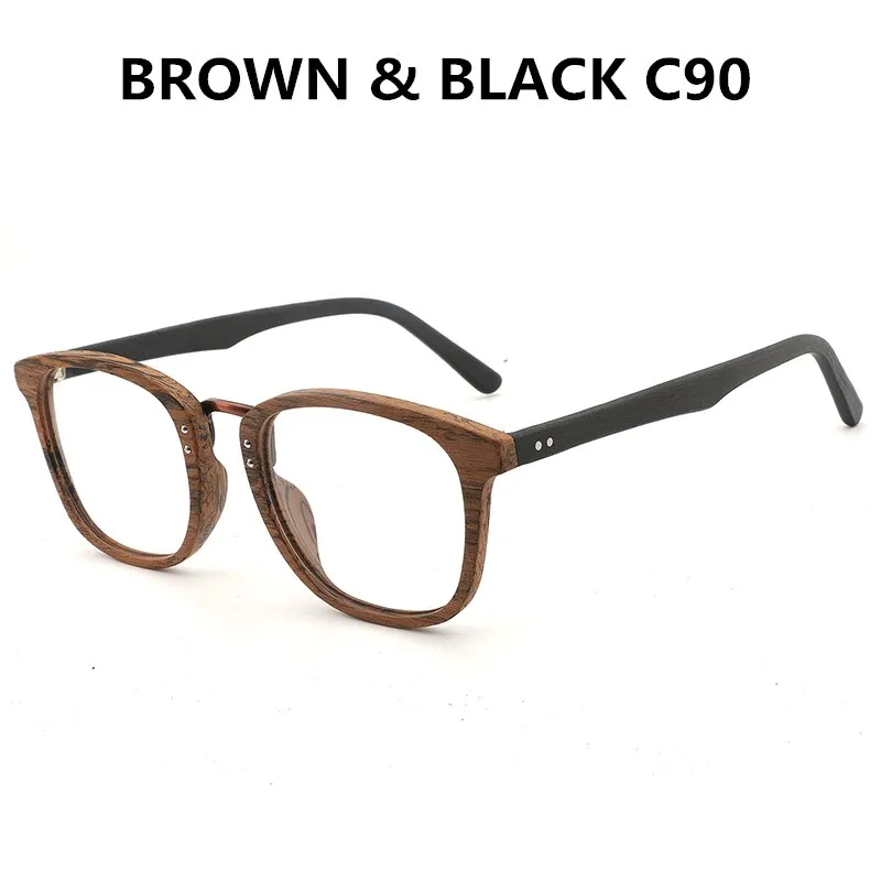 Hdcrafter Unisex Full Rim Round Square Wood Metal Frame Eyeglasses Hb029