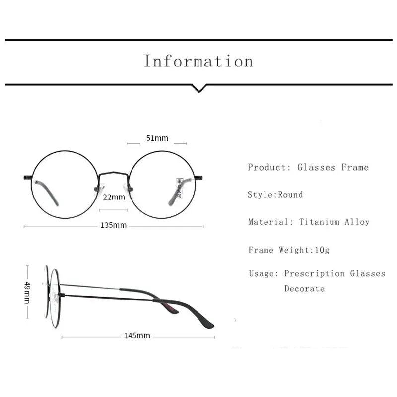 Hdcrafter Unisex Full Rim Round Titanium Eyeglasses 2282