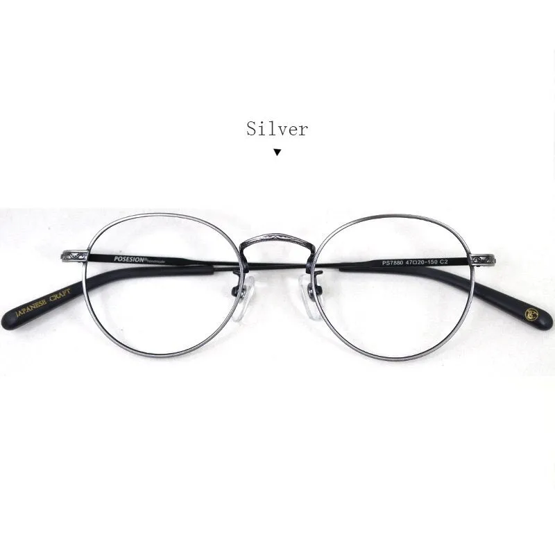 Hdcrafter Unisex Full Rim Round Titanium Frame Eyeglasses Ps7880