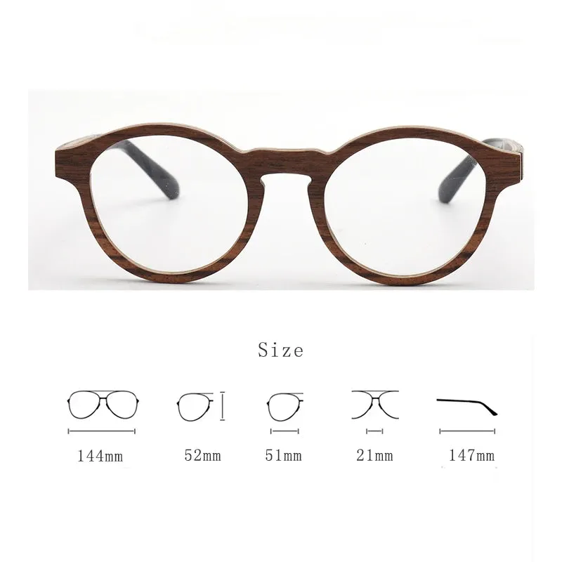 Hdcrafter Unisex Full Rim Round Wood Eyeglasses 5329