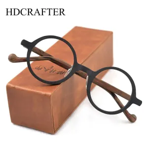 Hdcrafter Unisex Full Rim Round Wood Eyeglasses Ft21711109