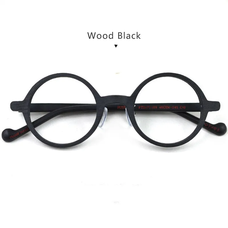 Hdcrafter Unisex Full Rim Round Wood Eyeglasses Ft21711109