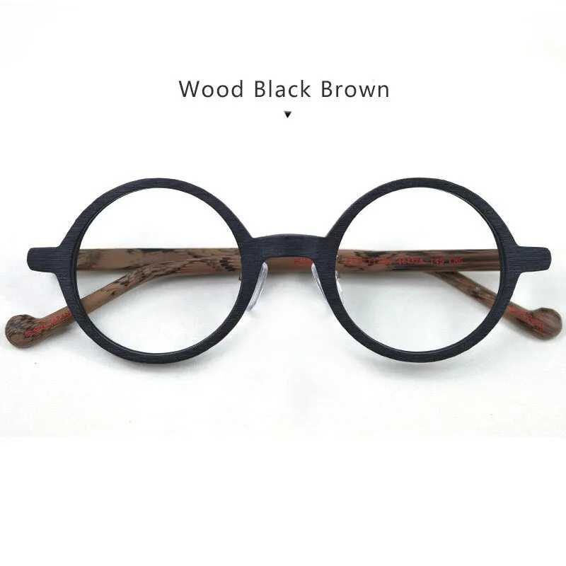 Hdcrafter Unisex Full Rim Round Wood Eyeglasses Ft21711109