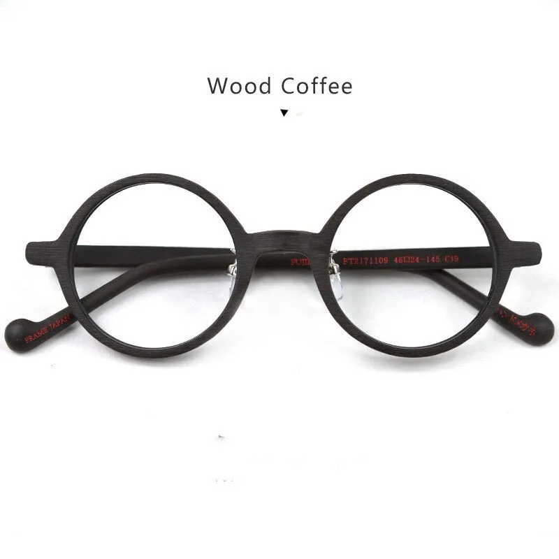 Hdcrafter Unisex Full Rim Round Wood Eyeglasses Ft21711109