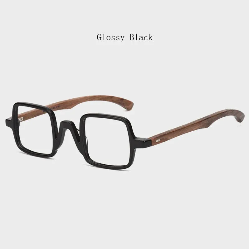 Hdcrafter Unisex Full Rim Small Square Wood Eyeglasses 5600