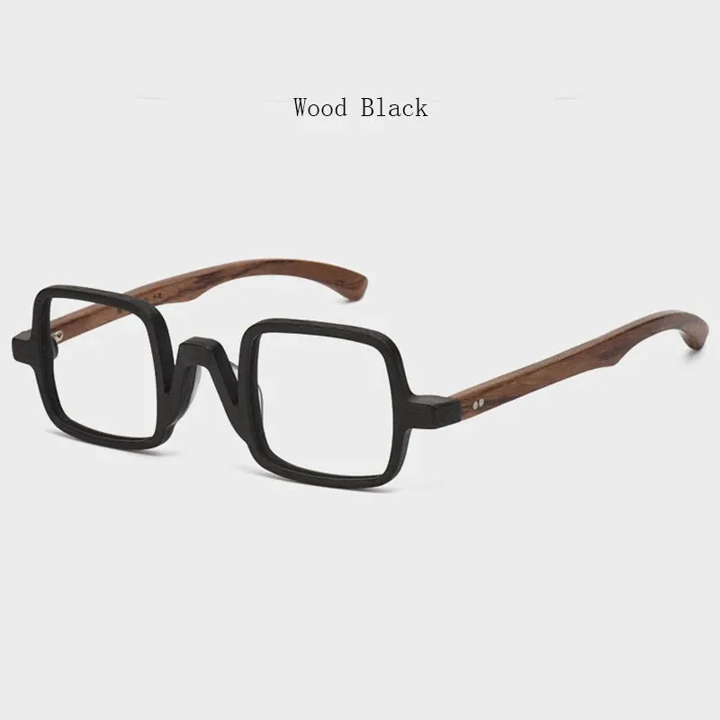 Hdcrafter Unisex Full Rim Small Square Wood Eyeglasses 5600