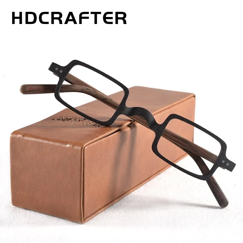 Hdcrafter Unisex Full Rim Square Acetate Wood Frame Eyeglasses Ft6016