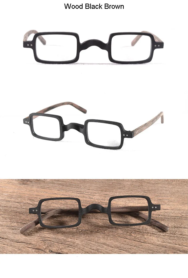 Hdcrafter Unisex Full Rim Square Acetate Wood Frame Eyeglasses Ft6016