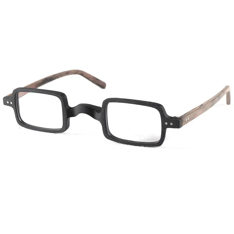 Hdcrafter Unisex Full Rim Square Acetate Wood Frame Eyeglasses Ft6016