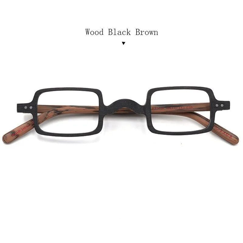 Hdcrafter Unisex Full Rim Square Acetate Wood Frame Eyeglasses Ft6016