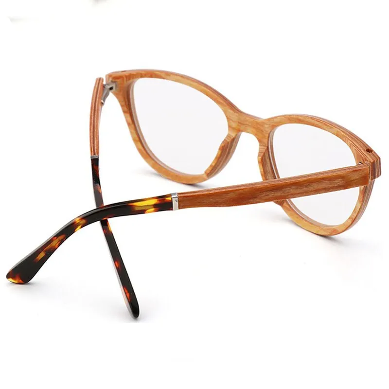 Hdcrafter Unisex Full Rim Square Cat Eye Wood Eyeglasses 56362