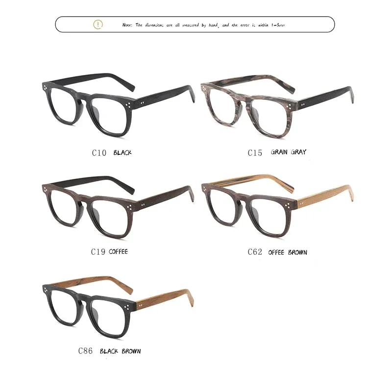 Hdcrafter Unisex Full Rim Square Wood  Eyeglasses 8182