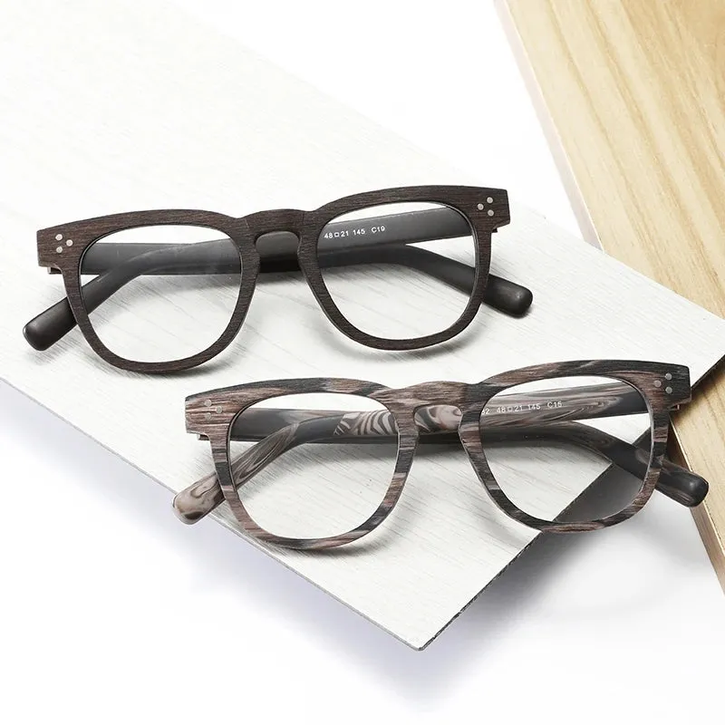 Hdcrafter Unisex Full Rim Square Wood  Eyeglasses 8182