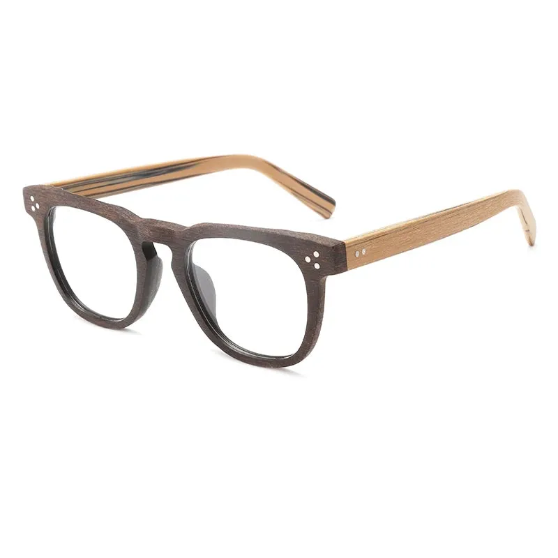 Hdcrafter Unisex Full Rim Square Wood  Eyeglasses 8182