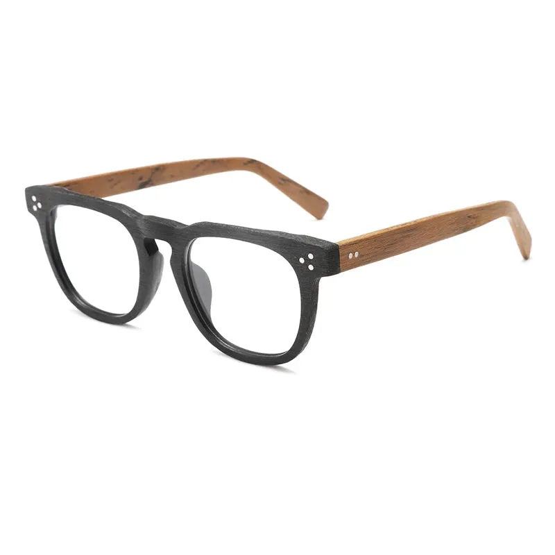 Hdcrafter Unisex Full Rim Square Wood  Eyeglasses 8182