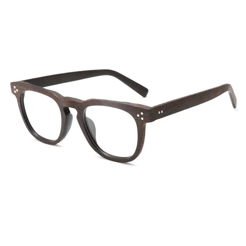 Hdcrafter Unisex Full Rim Square Wood  Eyeglasses 8182