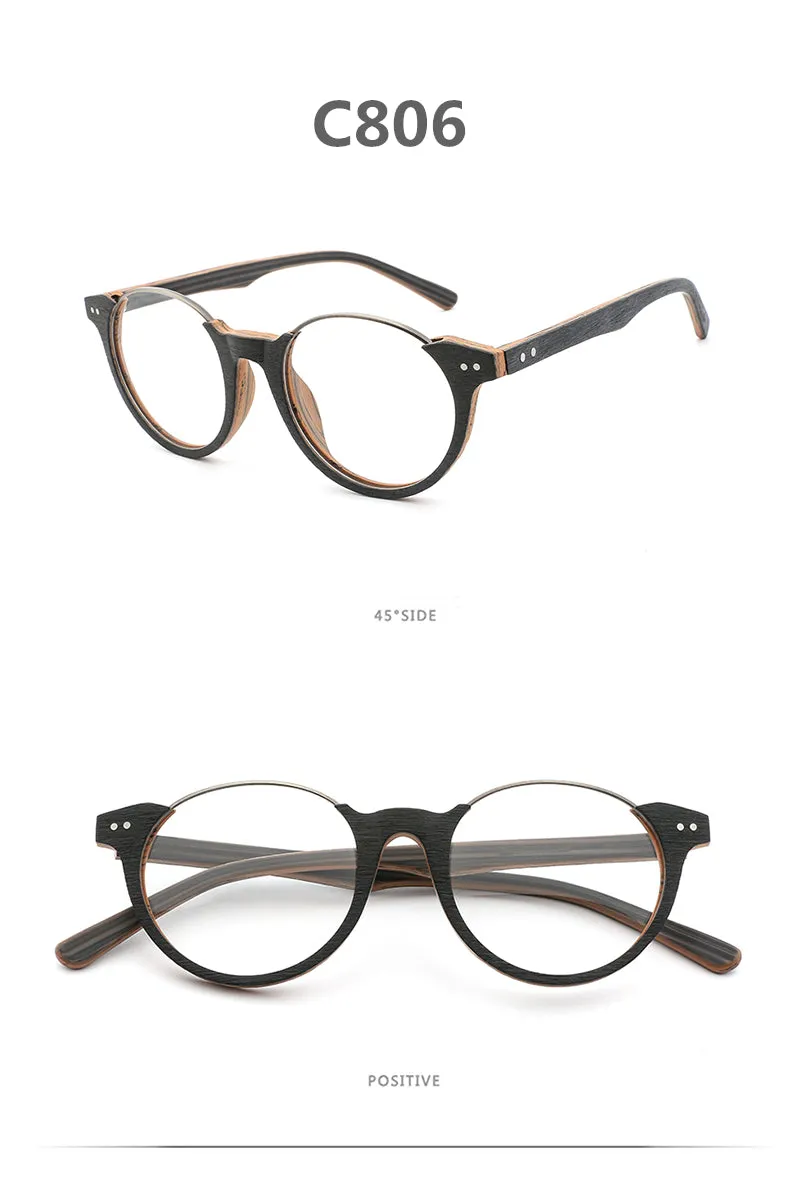 Hdcrafter Unisex Full Rim Square Wood Metal Frame Eyeglasses Ft5359