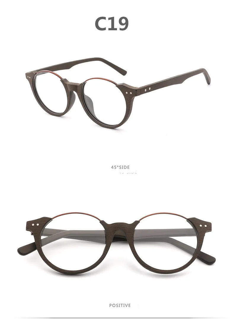 Hdcrafter Unisex Full Rim Square Wood Metal Frame Eyeglasses Ft5359