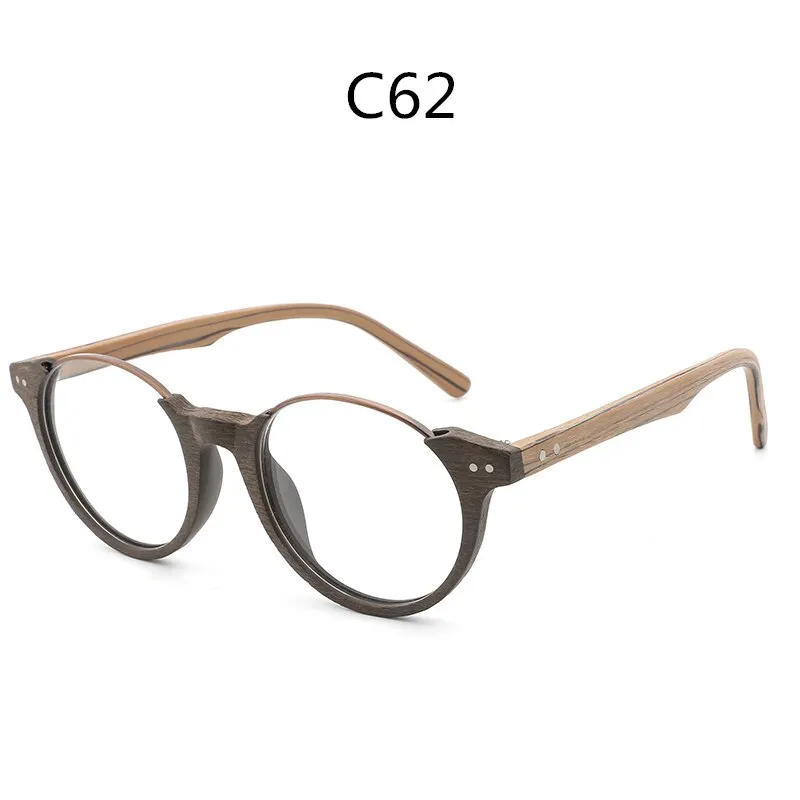 Hdcrafter Unisex Full Rim Square Wood Metal Frame Eyeglasses Ft5359