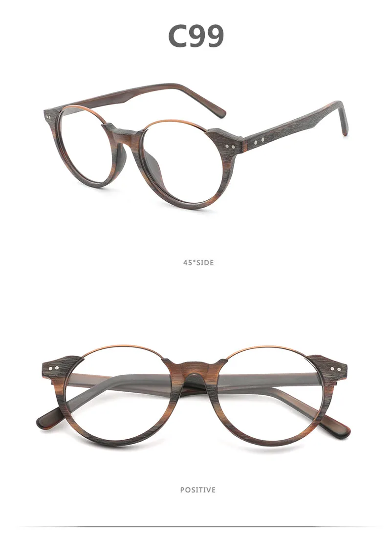 Hdcrafter Unisex Full Rim Square Wood Metal Frame Eyeglasses Ft5359