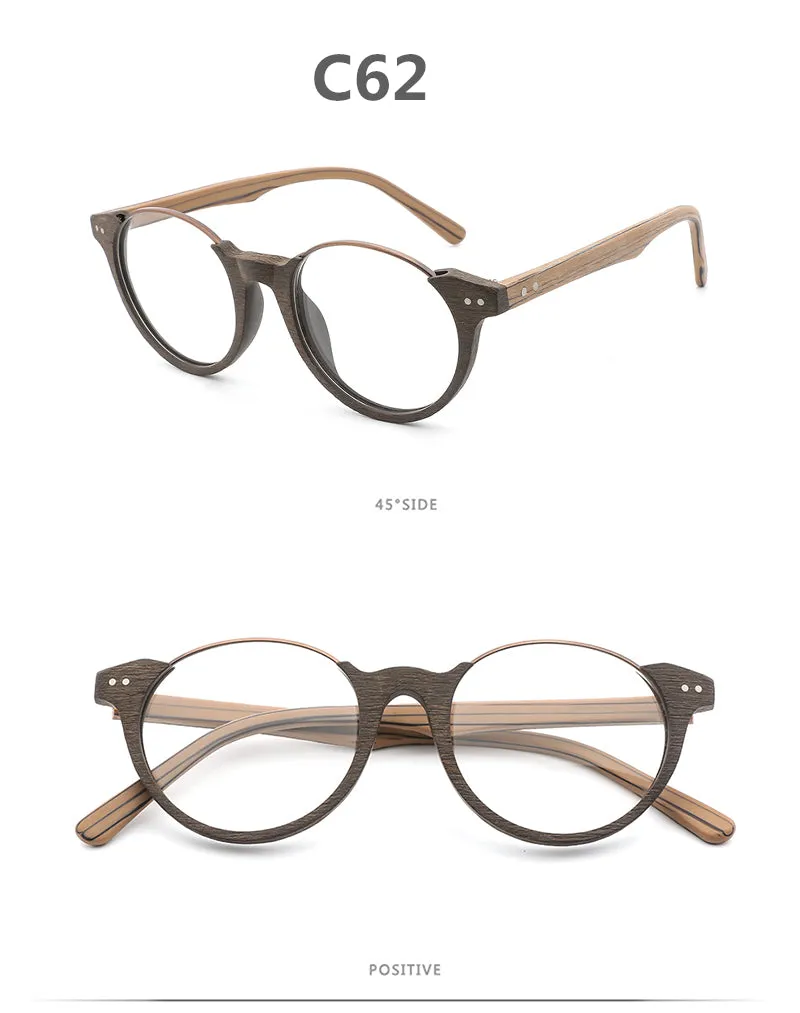 Hdcrafter Unisex Full Rim Square Wood Metal Frame Eyeglasses Ft5359