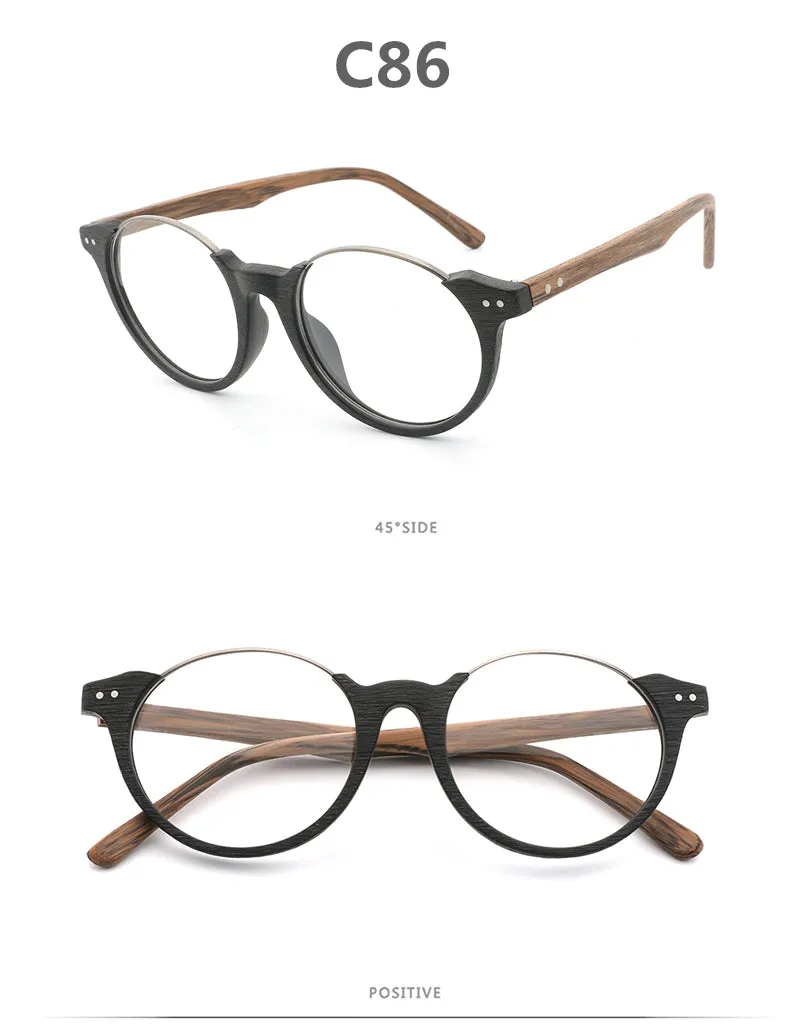 Hdcrafter Unisex Full Rim Square Wood Metal Frame Eyeglasses Ft5359