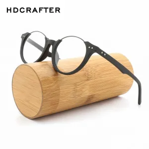 Hdcrafter Unisex Full Rim Square Wood Metal Frame Eyeglasses Ft5359