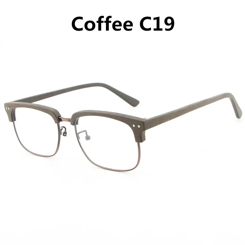 Hdcrafter Unisex Full Rim Square Wood Metal Frame Eyeglasses Lhb026