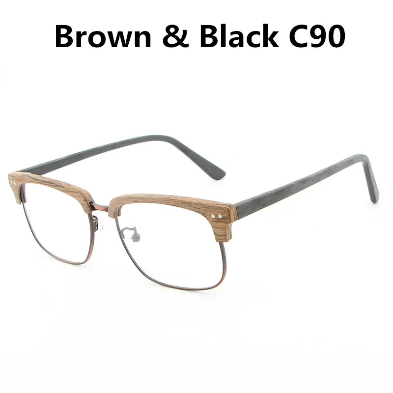 Hdcrafter Unisex Full Rim Square Wood Metal Frame Eyeglasses Lhb026