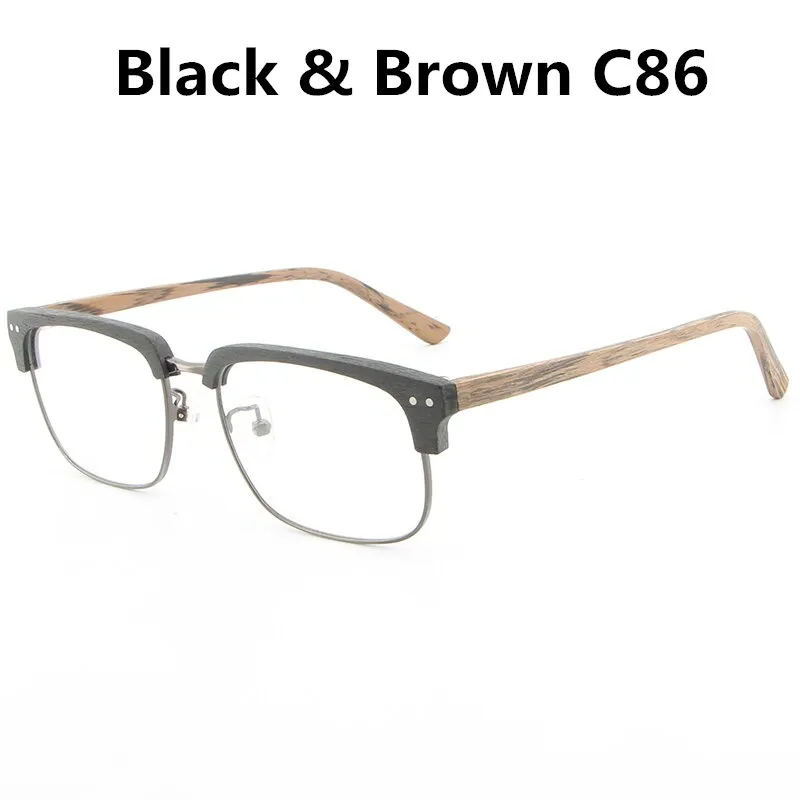 Hdcrafter Unisex Full Rim Square Wood Metal Frame Eyeglasses Lhb026