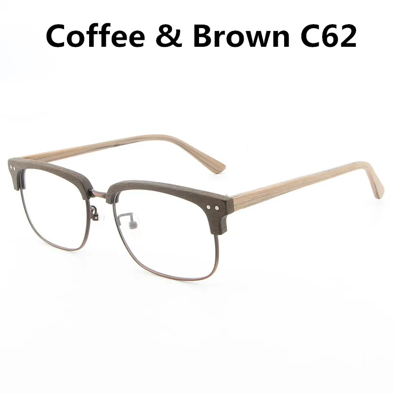 Hdcrafter Unisex Full Rim Square Wood Metal Frame Eyeglasses Lhb026